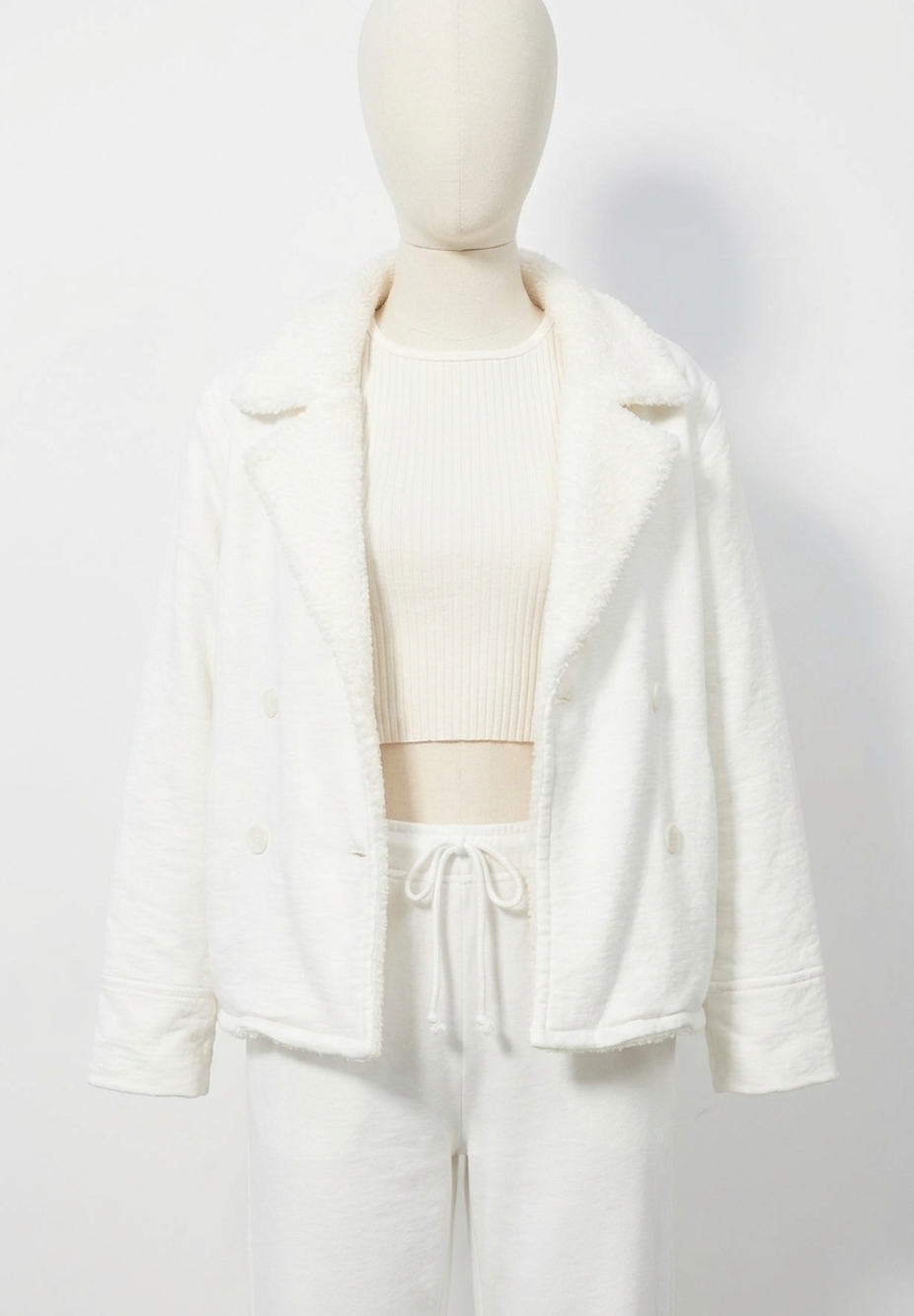 NEW BOBI los angeles sherpa-lined peacoat in white